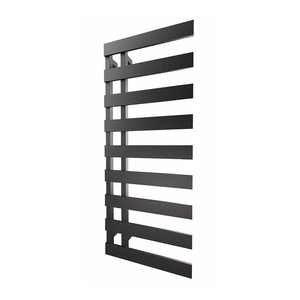 Radox Dora 810mm H matt black designer heated towel rail with horizontal bars
