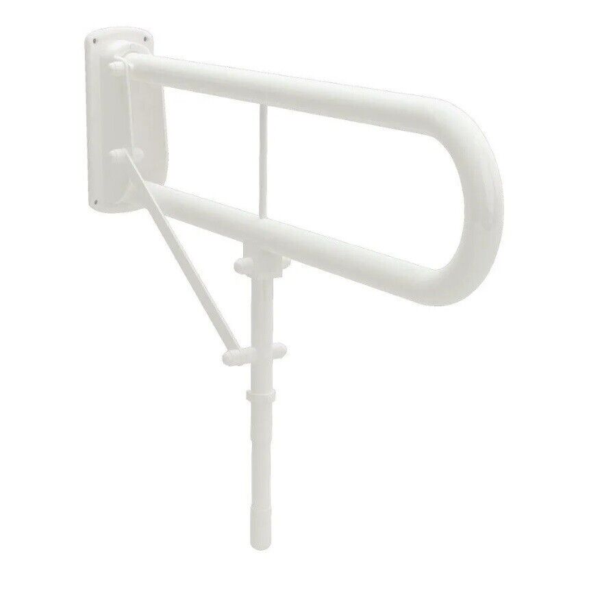 Bathex Essential Double Arm Hinged Support Rail with Drop Down Leg 760mm - White - 33920 - TAP 'N' SHOWER