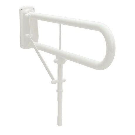 Bathex Essential Double Arm Hinged Support Rail with Drop Down Leg 760mm - White - 33920 - TAP 'N' SHOWER