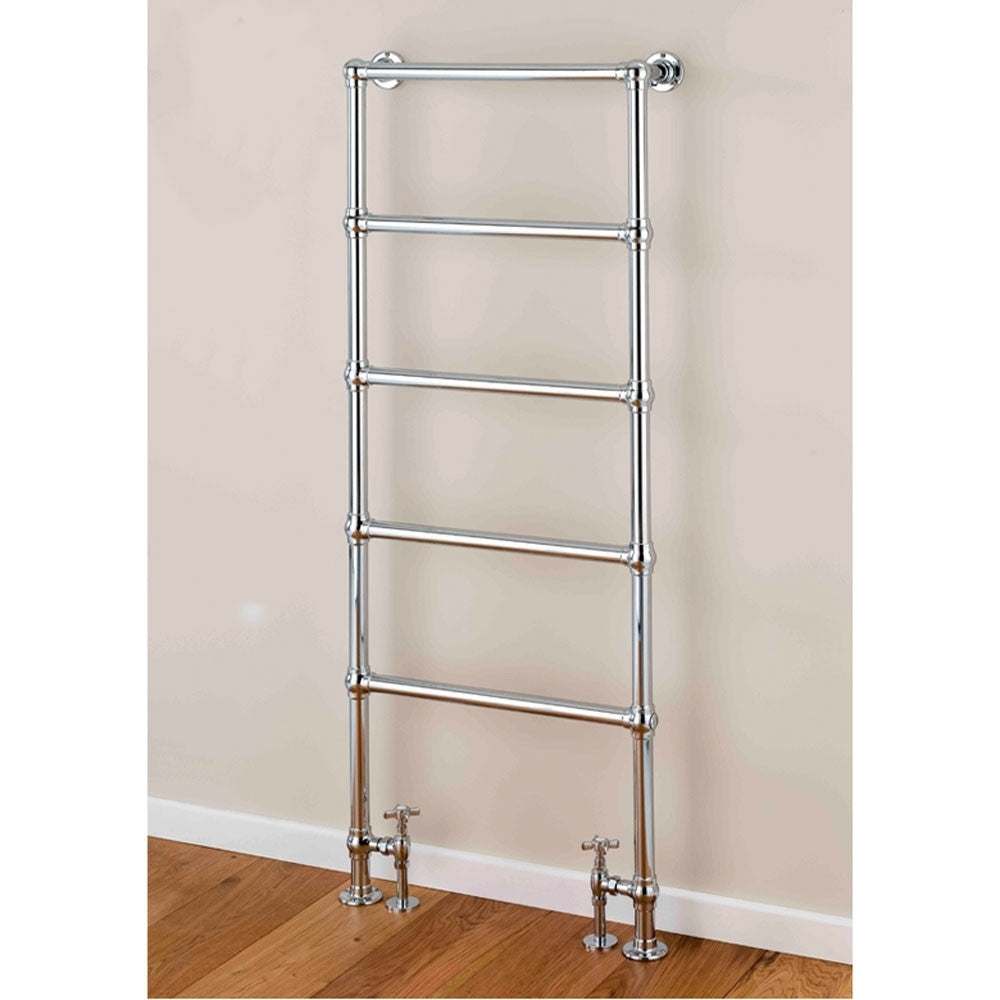 Supplies4Heat Cleves 1548mm Height x 598mm Width Chrome Floor Mounted Heated Towel Rail - CLEV155905C - TAP 'N' SHOWER