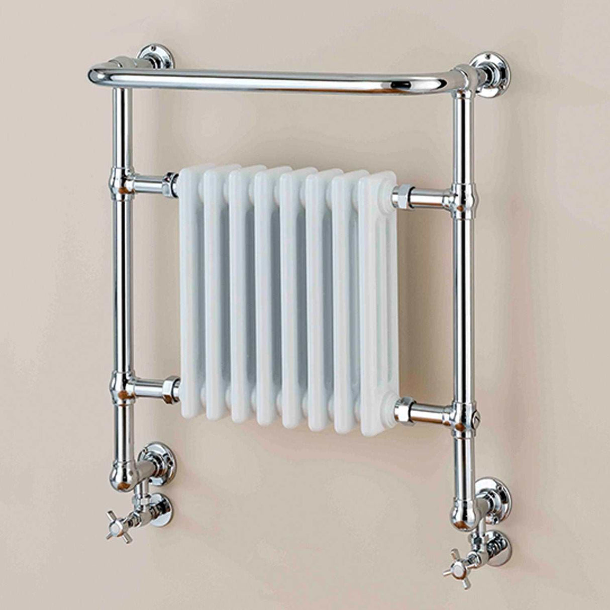 Supplies4Heat Boleyn 740mm Height x 675mm Width White/Chrome Radiator Heated Towel Rail - BOLE746708 - TAP 'N' SHOWER