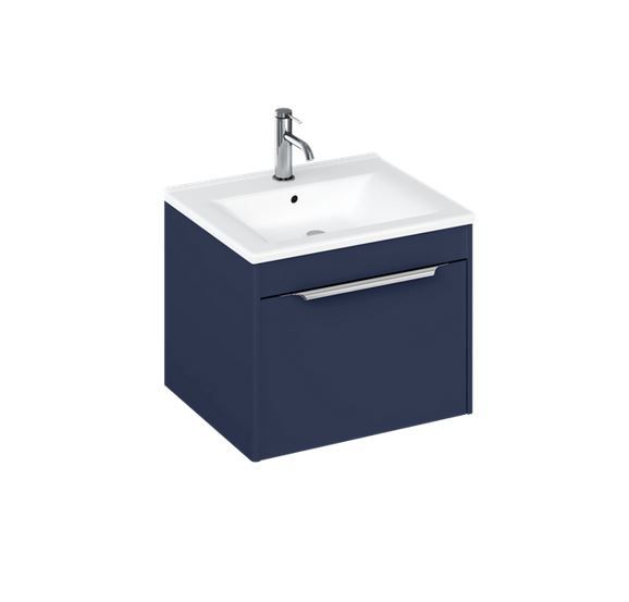 Britton Shoreditch One Drawer Wall Hung Vanity Unit 550mm - Matt Blue - S55SDB - TAP 'N' SHOWER