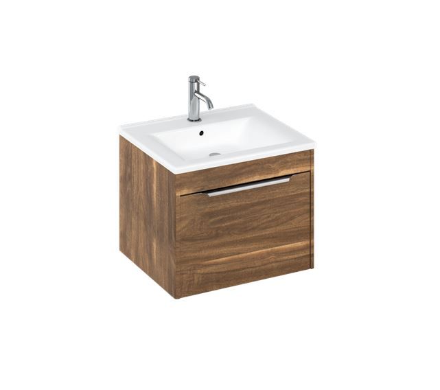 Britton Shoreditch One Drawer Wall Hung Vanity Unit 550mm - Caramel - S55SDC - TAP 'N' SHOWER