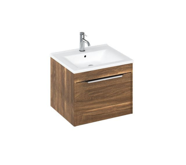 Britton Shoreditch One Drawer Wall Hung Vanity Unit 550mm - Caramel - S55SDC - TAP 'N' SHOWER