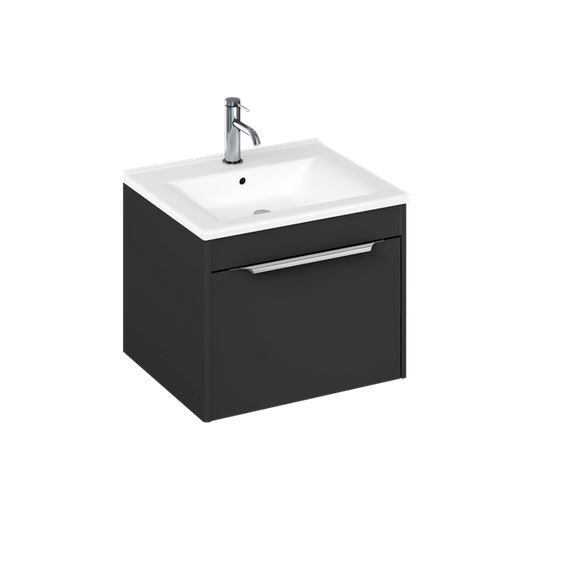 Britton Shoreditch One Drawer Wall Hung Vanity Unit 550mm - Matt Grey - S55SDG - TAP 'N' SHOWER