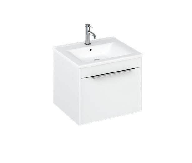 Britton Shoreditch One Drawer Wall Hung Vanity Unit 550mm - White - S55SDW - TAP 'N' SHOWER