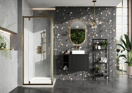 Scudo S6 900mm Side Panel - Brushed Brass - S6 - BBGLASS028 - TAP 'N' SHOWER