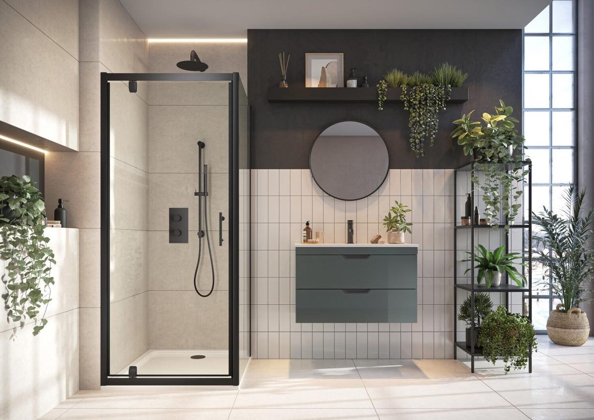 Scudo S6 700mm Side Panel 6mm Glass - Black - S6 - BLKGLASS025 - TAP 'N' SHOWER