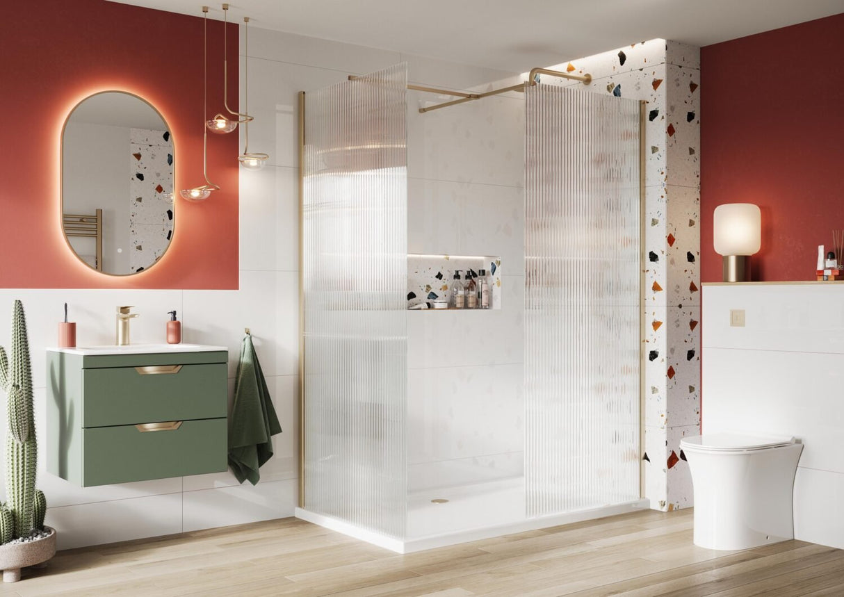 Scudo 800mm Orbit S8 Wet Room Glass Panel Exc Profile - 8mm Fluted Glass - S8 - FLUTE800 - TAP 'N' SHOWER
