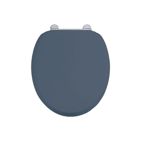 Burlington Soft Close Wooden Toilet Seat & Cover Blue with Chrome Hinges - S99 - TAP 'N' SHOWER