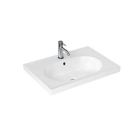 Britton Shoreditch white vitreous china basin with one tap hole and overflow, 650 x 165 x 450mm