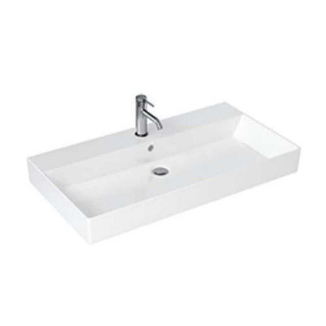 Britton Shoreditch one tap hole white ceramic basin with overflow, designed for Shoreditch basin frame, 850x160x455mm.