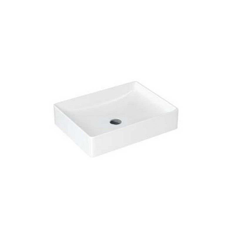 Britton Shoreditch Quad white ceramic countertop basin with no tap hole, smooth surface, 500 x 105 x 380mm