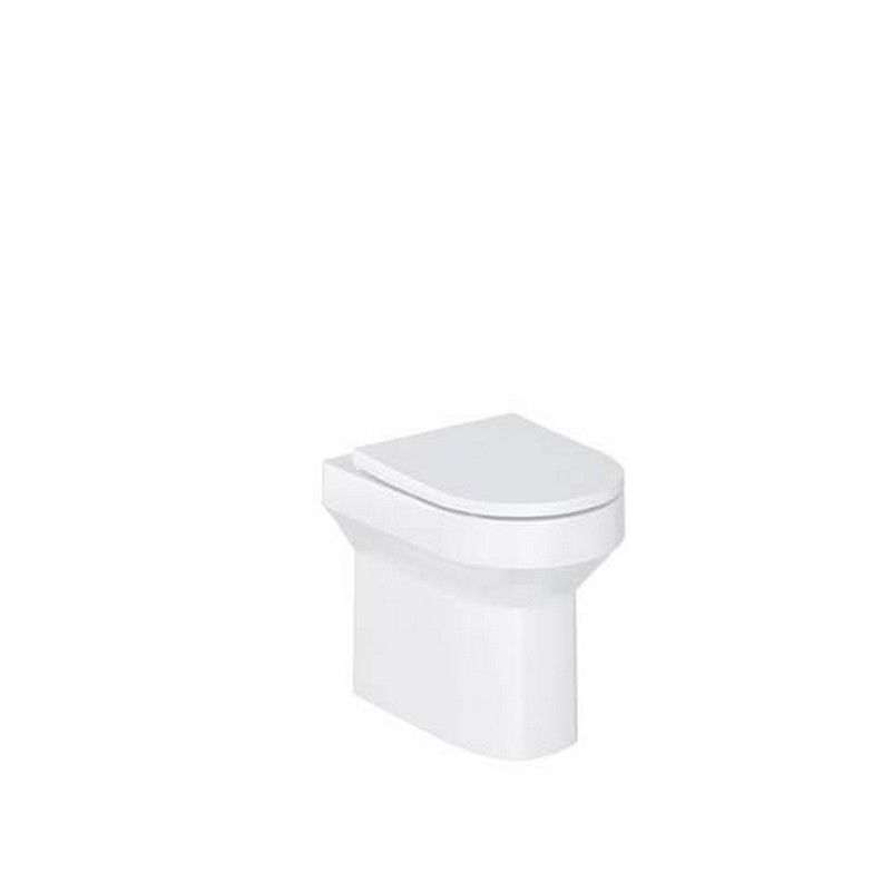 Britton Shoreditch round rimless soft close back to wall white toilet pan with soft close seat