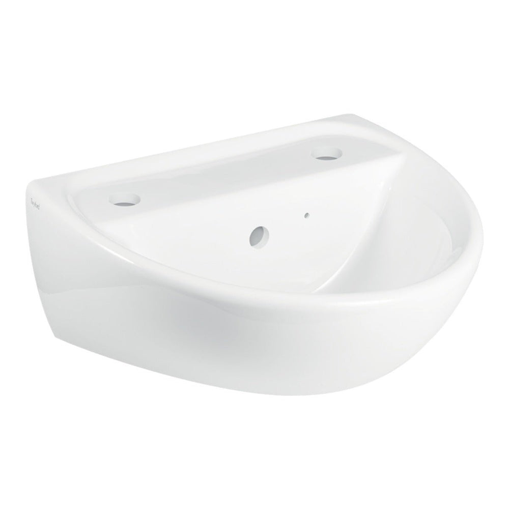 Twyford Sola 2 Tap Washbasin 400×345 - White - SA4112WH - TAP 'N' SHOWER