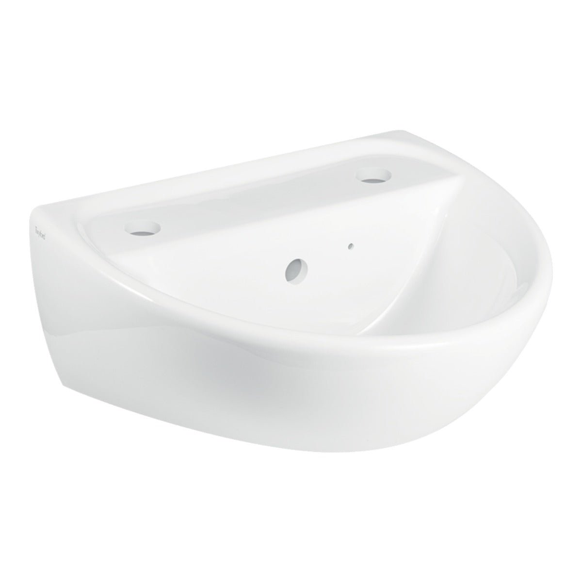 Twyford Sola 2 Tap Washbasin 400×345 - White - SA4112WH - TAP 'N' SHOWER