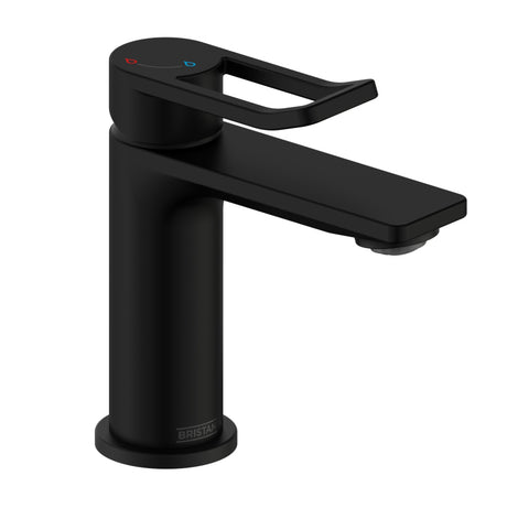 Bristan Saffron Eco Start Small Basin Mixer with Clicker Waste - Black - SAF ES SMBAS BLK - TAP 'N' SHOWER