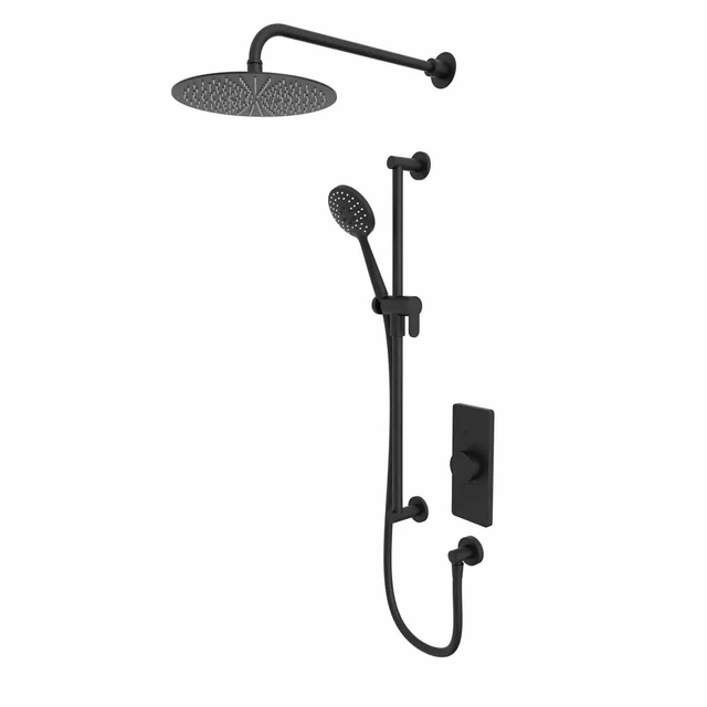 Tavistock Axiom Dual Function Shower System With Riser Kit And Overhead Shower - Black - SAX2762 - TAP 'N' SHOWER