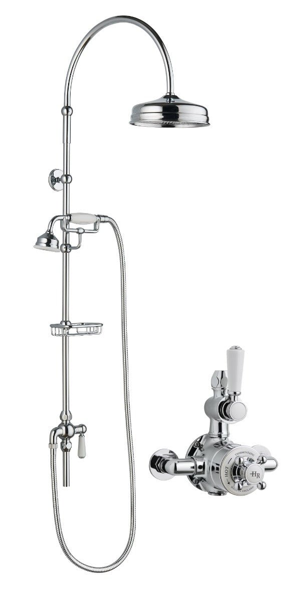 Launde Abbey Twin Exposed Valve & Rigid Riser Kit - Chrome - TAP 'N' SHOWER