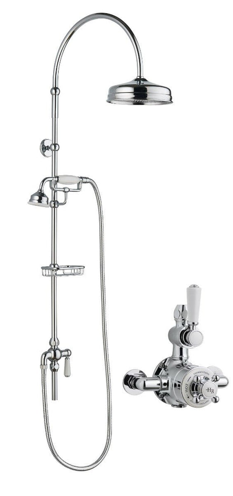 Launde Abbey Twin Exposed Valve & Rigid Riser Kit - Chrome - TAP 'N' SHOWER