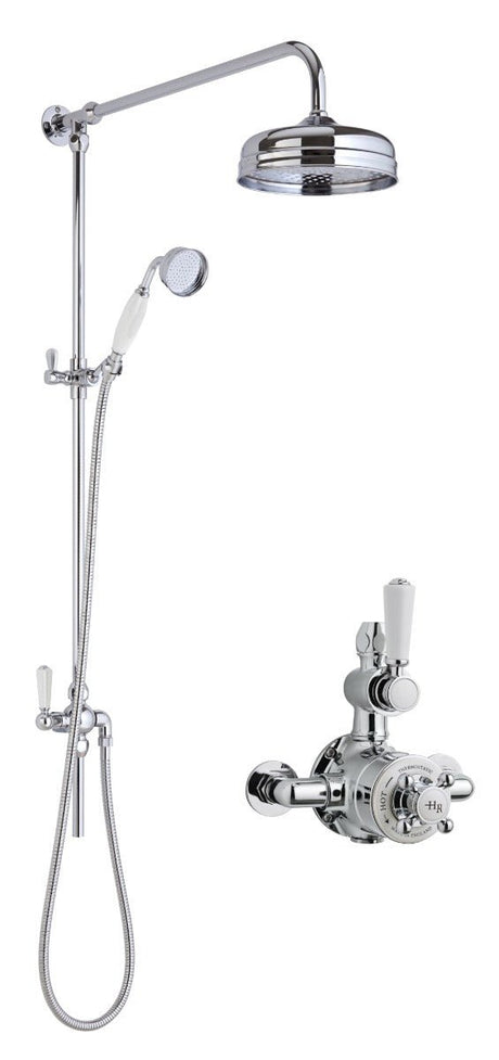 Launde Abbey Twin Exposed Valve with Rigid Riser Kit - Chrome - TAP 'N' SHOWER