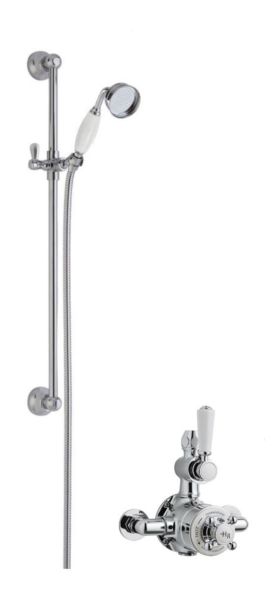Launde Abbey Twin Exposed Valve with Slide Rail Kit - Chrome - TAP 'N' SHOWER