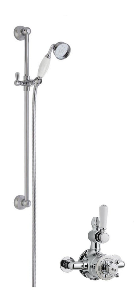 Launde Abbey Twin Exposed Valve with Slide Rail Kit - Chrome - TAP 'N' SHOWER