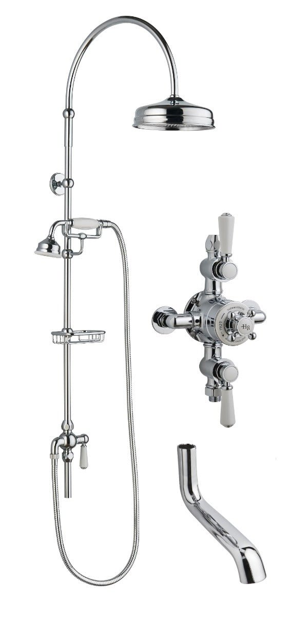 Launde Abbey Triple Exposed Valve & Rigid Riser Kit - Chrome - TAP 'N' SHOWER