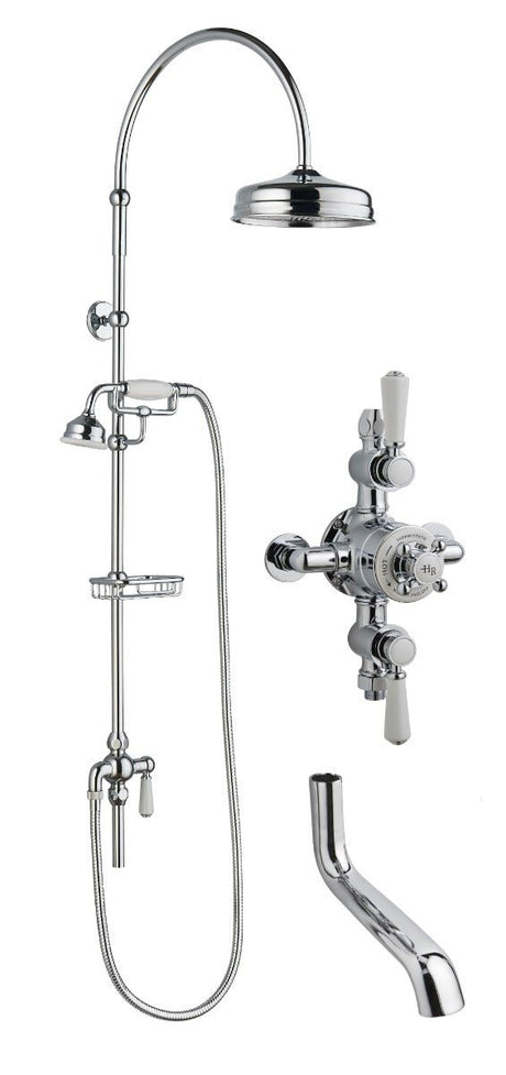 Launde Abbey Triple Exposed Valve & Rigid Riser Kit - Chrome - TAP 'N' SHOWER