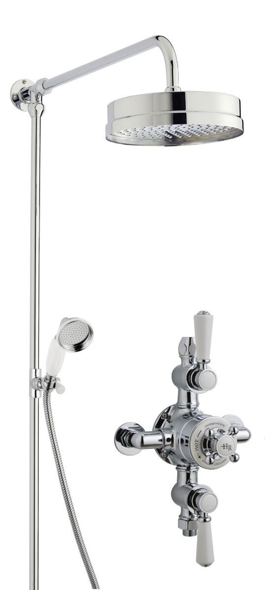 Launde Abbey Triple Exposed Valve with Rigid Riser Kit - Chrome - TAP 'N' SHOWER