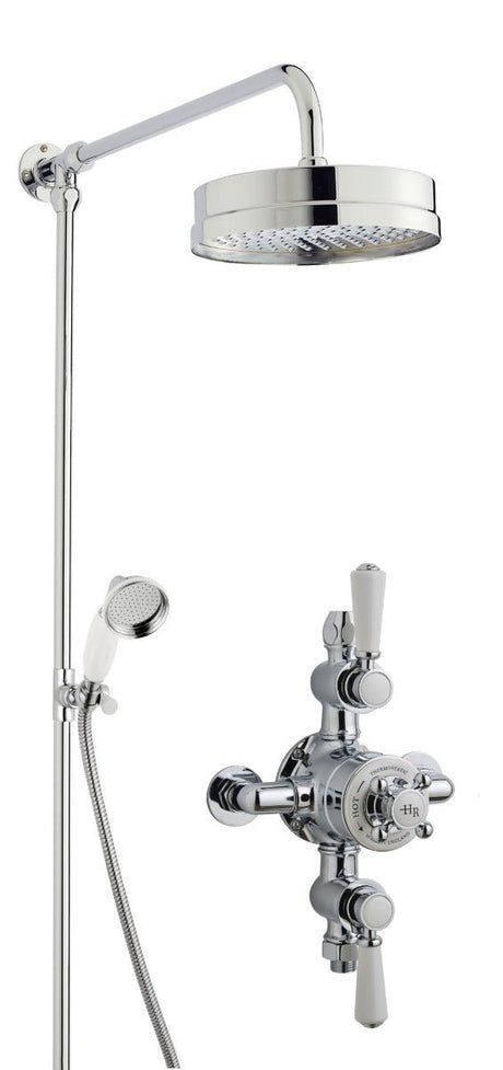 Launde Abbey Triple Exposed Valve with Rigid Riser Kit - Chrome - TAP 'N' SHOWER