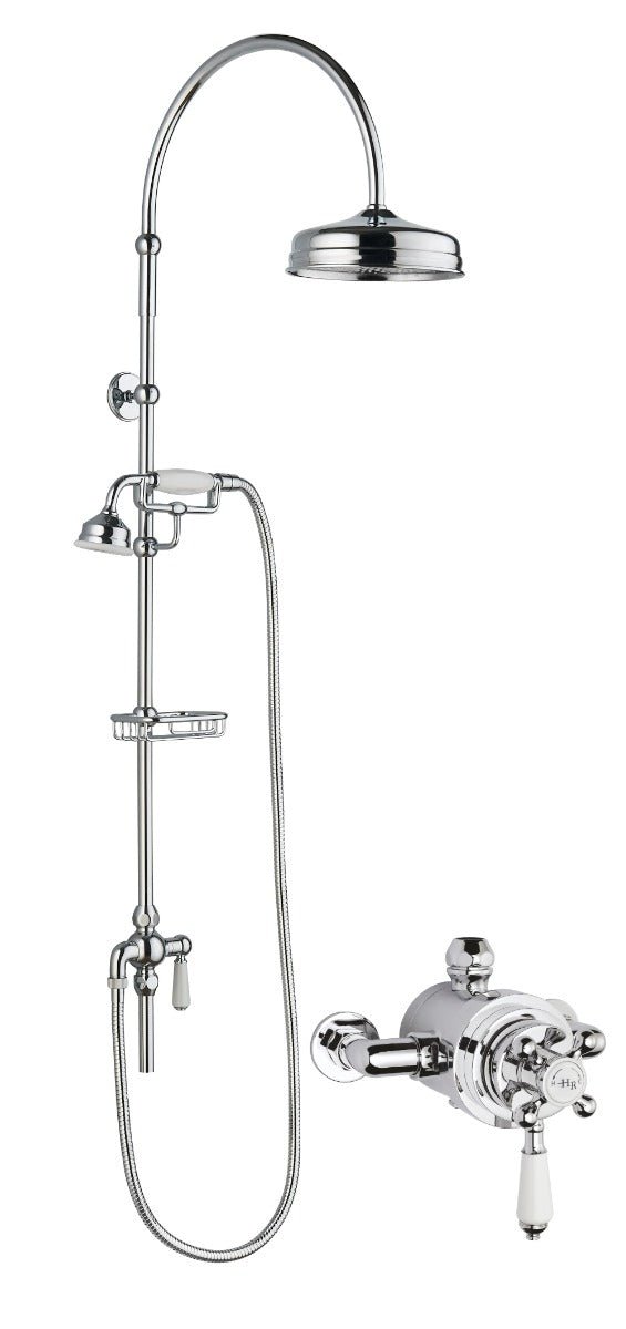 Launde Abbey Dual Exposed Valve with Rigid Riser Kit - Chrome - TAP 'N' SHOWER