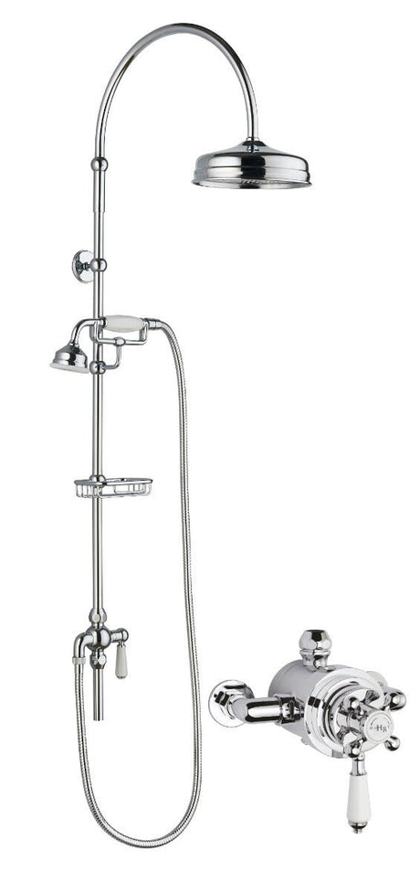 Launde Abbey Dual Exposed Valve with Rigid Riser Kit - Chrome - TAP 'N' SHOWER