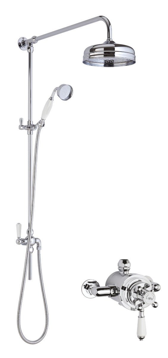 Launde Abbey Dual Exposed Valve & Rigid Riser Kit - Chrome - TAP 'N' SHOWER