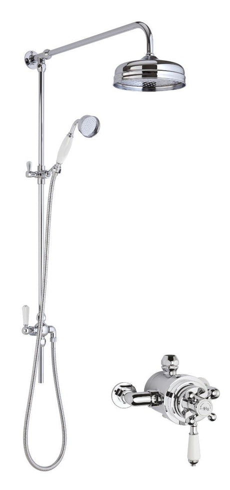Launde Abbey Dual Exposed Valve & Rigid Riser Kit - Chrome - TAP 'N' SHOWER