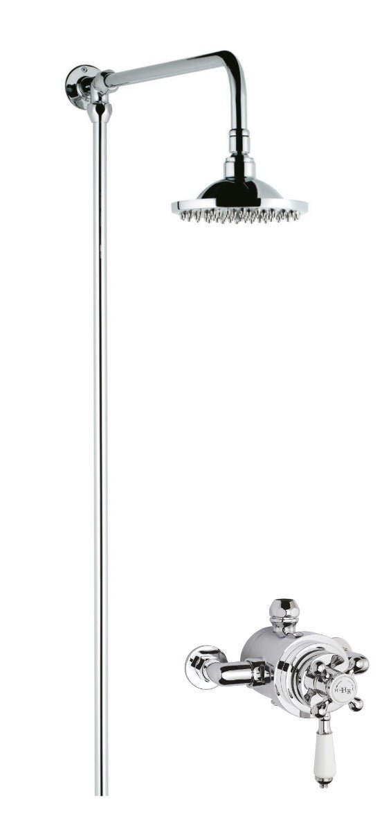 Launde Abbey Dual Exposed Valve and Rigid Riser Kit - Chrome - TAP 'N' SHOWER