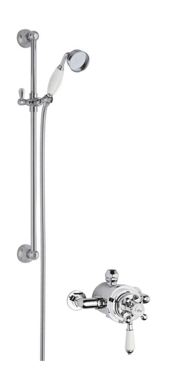 Launde Abbey Dual Exposed Valve & Slide Rail Kit - Chrome - TAP 'N' SHOWER