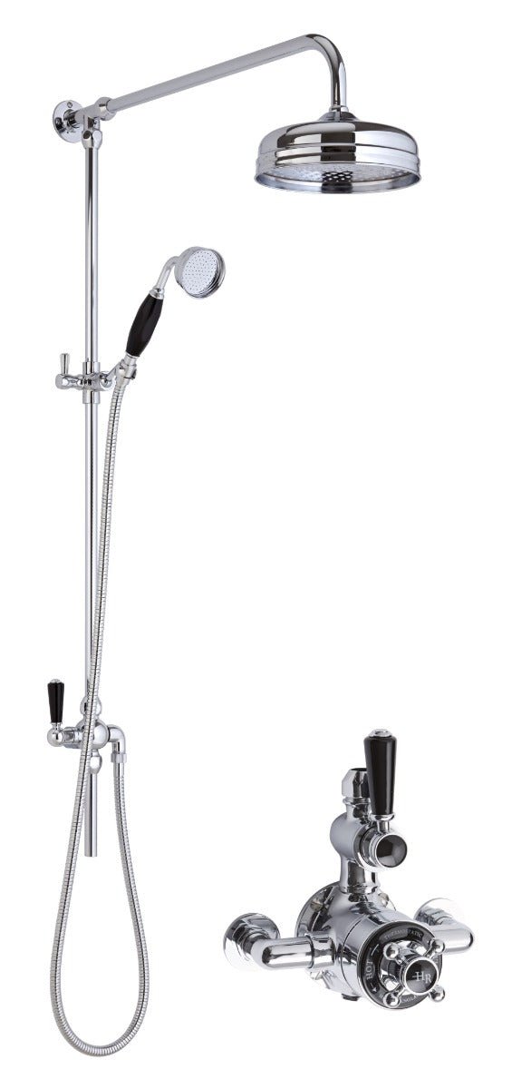 Launde Abbey Mixer Shower with Dual Shower Head and Rigid Riser Kit - Chrome - TAP 'N' SHOWER