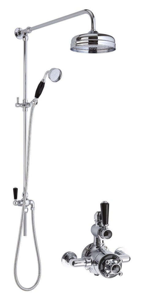 Launde Abbey Mixer Shower with Dual Shower Head and Rigid Riser Kit - Chrome - TAP 'N' SHOWER