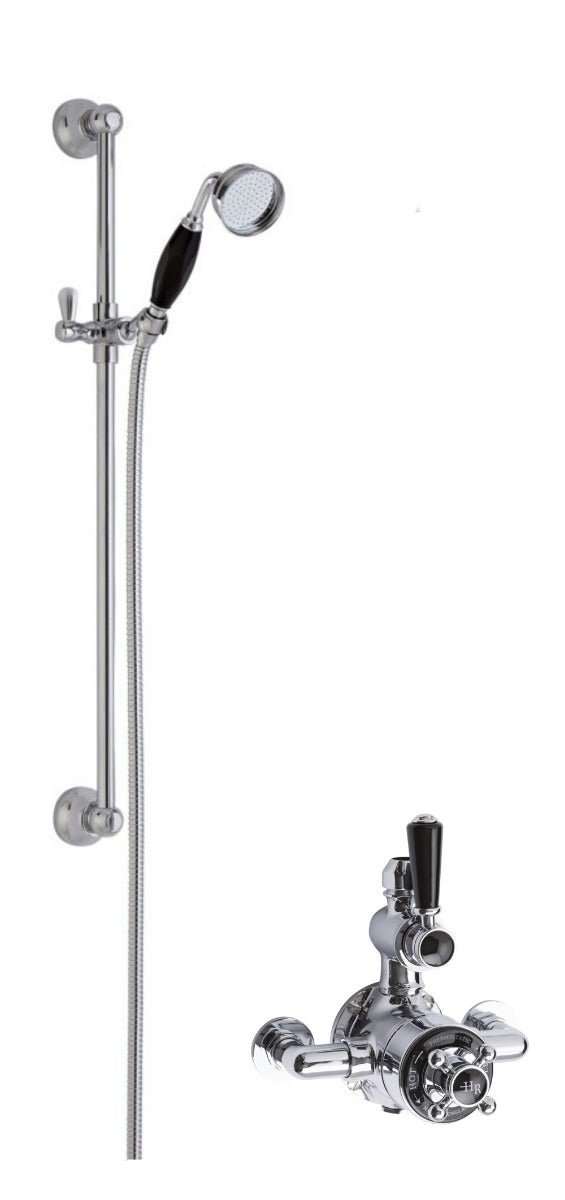 Launde Abbey Twin Exposed Valve & Slide Rail Kit - Chrome - TAP 'N' SHOWER