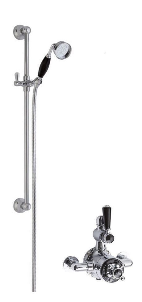 Launde Abbey Twin Exposed Valve & Slide Rail Kit - Chrome - TAP 'N' SHOWER