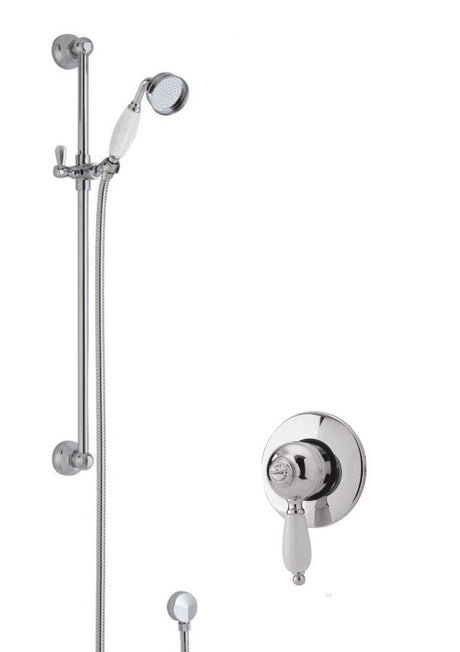 Launde Abbey Traditional Manual Concealed Valve & Single Function Slider Rail Kit & Outlet Elbow - Chrome - TAP 'N' SHOWER