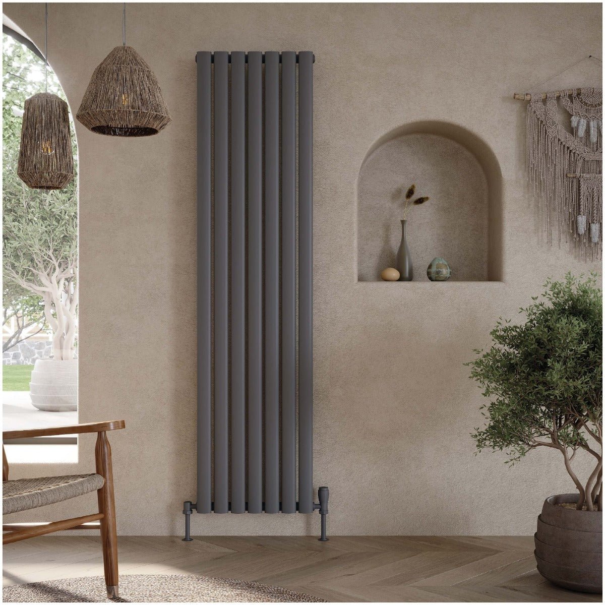 Scudo Apex Designer Radiator Single 531 x 1800mm - Anthracite - APEX18 - 53V - S - A - TAP 'N' SHOWER