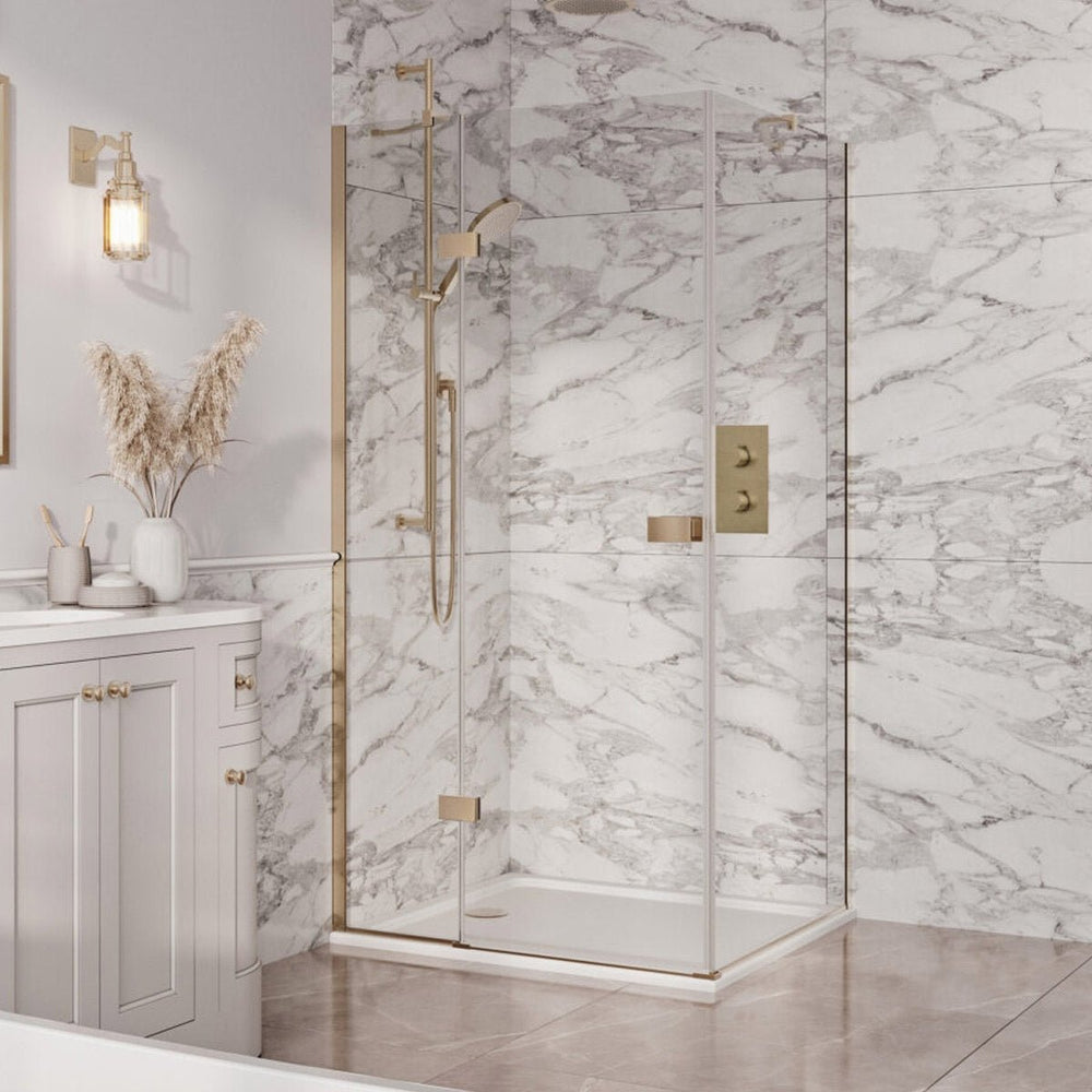 Scudo Athena Hinged Door Fixed Part Pack - Brushed Brass - ATHFIXPACKBB - TAP 'N' SHOWER