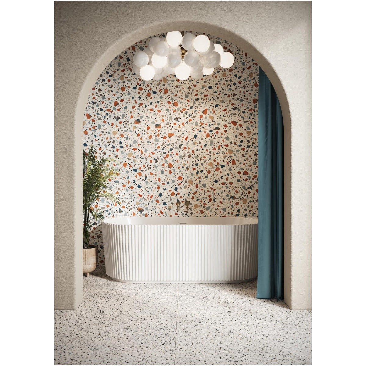 Scudo Labyrinth Fluted Back To Wall Bath 1700x800x600mm - White - BATH - 003 - TAP 'N' SHOWER