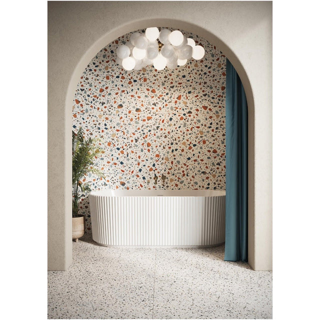 Scudo Labyrinth Fluted Back To Wall Bath 1700x800x600mm - White - BATH - 003 - TAP 'N' SHOWER