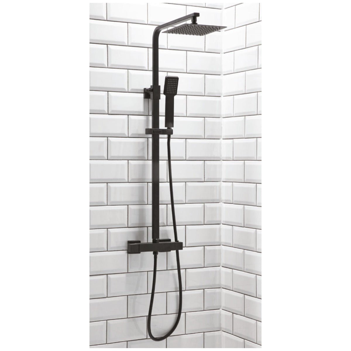 Scudo Lunar Square Rigid Riser - Black - BLACK008ORB - TAP 'N' SHOWER