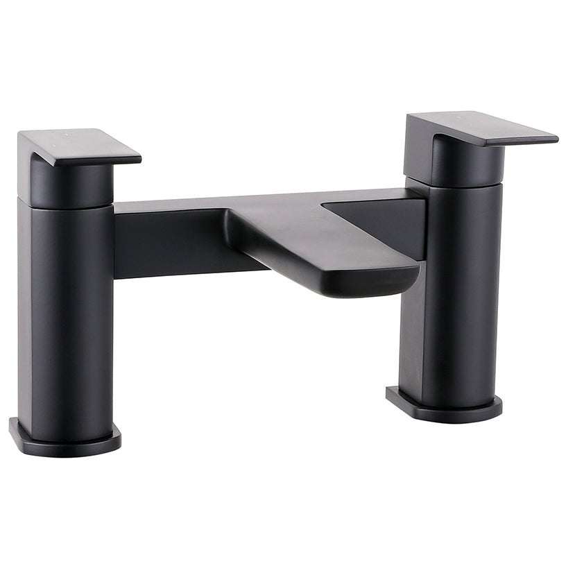 Scudo Muro Bath Filler Tap in matt black with 2-hole installation and integrated diverter.
