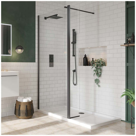 Scudo S8 Black Flipper Panel 8mm Clear Glass - BLACKFLIPPER - TAP 'N' SHOWER