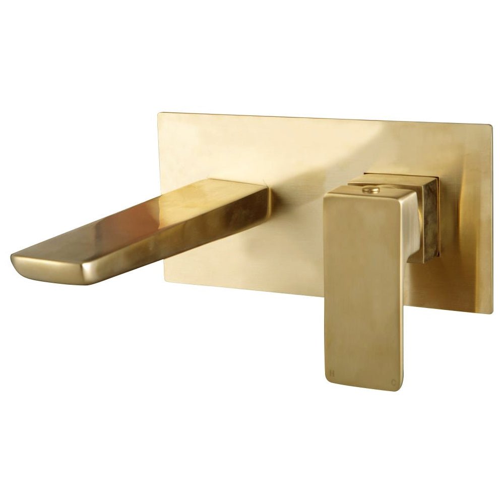 Scudo Muro Wall Mounted Basin and Bath Filler Tap - Brushed Brass - BR - BRASS249 - TAP 'N' SHOWER